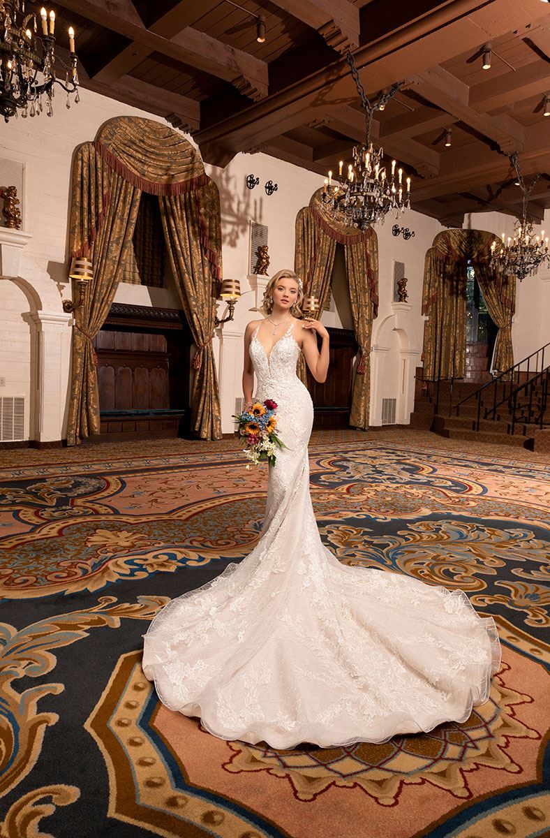 Model wearing a Justin Kitty Chen Couture gown